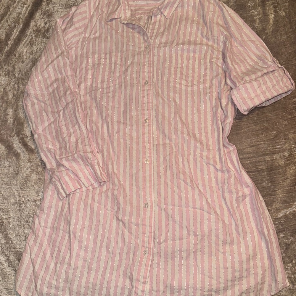 Victoria's Secret Pink and White Striped Shirt dress / sleep dress